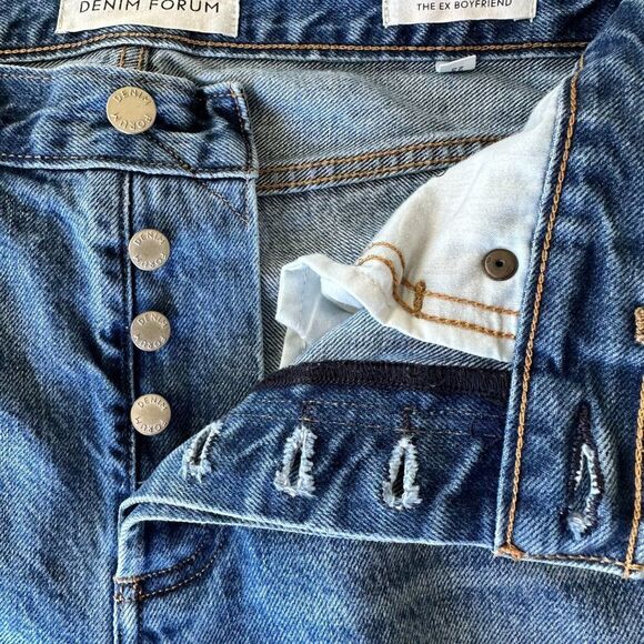 Denim Forum Organic Cotton Medium Wash The Ex Boyfriend Jeans Size 25 - Picture 7 of 8
